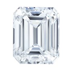 an emerald - cut diamond is shown in front of a gray background with the center stone visible