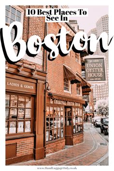 an old brick building with the words boston on it