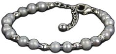 Elegant Adjustable Gray Jewelry, Elegant Gray Bracelet, Elegant Gray Beaded Jewelry, Elegant Gray Bracelet Jewelry, Silver Beaded Pearl Bracelet For Anniversary, Gray Silver Beaded Jewelry For Gifts, Silver Pearl Chain Beaded Bracelets As Gift, Gray Jewelry With Silver Beads As A Gift, Silver Beaded Pearl Bracelet Gift