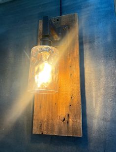 a light that is on top of a wooden board