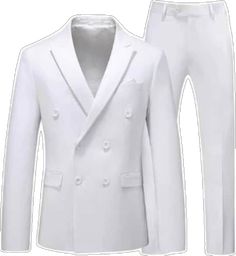 White Custom Fit Suit, White Slim Fit Business Suits, White Slim Fit Three-piece Suit For Formal Occasions, White Double Breasted Notch Lapel Suit For Wedding, White Notch Lapel Double Breasted Wedding Suit, White Double Breasted Wedding Suit With Notch Lapel, White Double-breasted Suit With Notch Lapel For Wedding, White Slim Fit Classic Sets, White Custom Fit Three-piece Suit For Semi-formal