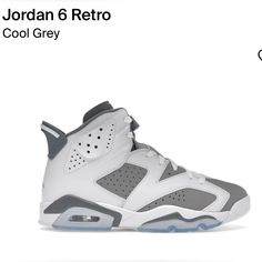 Air Jordan 6 Retro Cool Grey, Size 10 Men’s, Brand New In The Box , Never Worn, Color Way- White/Medium Grey/ Cool Grey, Style-Ct8529-100. Classic Jordan Shoes With Cushioned Footbed, Classic High-top Jordan Shoes, Travis Scott 6, Air Jordan 6 Retro, Nike Sacai, Skater Shoes, Jordan 6 Retro, Grey Style, Deck Shoes