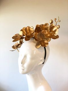 Gold Floral Headband Orchid Headband Women Flower Crown - Etsy Gold Floral Headband, Kids Party Packs, Thank You Wishes, Gold Orchid, Fun Photography, Headband Women, Women Flower, Floral Headband, Fascinator Hat