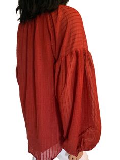 This Vermilion Lantern Sleeve V-neck Textured Blouse is perfect for any fall wardrobe. It features a stunning vermilion color, lantern sleeves, a v-neckline, and a lined bodice with a tassel tie finish. Whether you're dressing for an event or just a casual day out, it'll be sure to make a statement. 85% Viscose- 15%-Polyamide. Size Chart (INCH) Sizes Bust Sleeve Length Hem Relax Relax Back Relax S 40 27 25 44 M 43 28 26 46 L 45 28 27 48 XL 48 29 27 52 2XL 52 30 28 55 Elasticity None Vermilion Color, Textured Blouse, Lantern Sleeve, Lantern Sleeves, Fall Wardrobe, Lanterns, Bodice, Size Chart, Sleeve Length