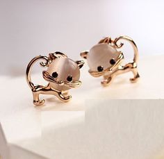 Adorable Kitty Earrings on Luulla Elegant Cat Ears Jewelry With Cat Design, Elegant Cat Ears Jewelry Gift, Cute Cat Design Jewelry, Cute Cat Design Round Jewelry, Cute Round Cat Design Jewelry, Cute Cat Design Adjustable Earrings, Adjustable Cute Cat Design Earrings, Cute Adjustable Cat Design Earrings, Cute Cat Ears Jewelry For Pierced Ears