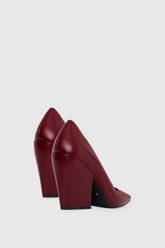 Full of modern elegance, the MEGAN pump in smooth calf leather. This slip-on style is set on an angled block heel for the perfect finishing touch to complete your look. Style #: MEGANPUMPB8 Leather 3. | Rebecca Minkoff Megan Pump In Garnet - Size 6 Heel Care, Leather Outerwear, Shoe Size Conversion, Rebecca Minkoff, Calf Leather, Block Heels, Garnet, Slip On, Pumps