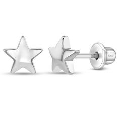 Your little girl's face will light up like a star when you give her these adorable little star earrings.  An iconic and timeless design, crafted beautifully in 925 sterling silver, a naturally hypoallergenic fine metal that is completely safe for children with sensitive skin. The posts are threaded and feature a safety back system to ensure your child's earrings stay comfortably in place. These earrings make a perfect gift for the little star in your life! Complimentary gift box is included for Y2k Stud Earrings, Indie Accessories, Stars Earrings, Life Vibes, Earrings Star, Dope Jewelry, Screw Back Earrings, Dream Jewelry, Ear Jewelry