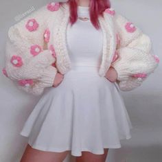 Hey! 💖 everyone welcome to our unique store! I'm creating and my mom is knitting as a team! I'm in love with Kawaii and Cottagecore style. My mom is also knitting for 30 years and she is a professional knitter. Our designs are rare to find and suitable for everybody. And we are using the best yarns in the world! 🌎 This product will keep you as warm as a coat and when you wear it. Our cardigan is chunky and oversized. Our yarns are also thick and mixed wool and acrylic premium. Handmade with lo White Trendy Acrylic Cardigan, Trendy White Acrylic Cardigan, Cute Oversized White Outerwear, White Kawaii Cardigan For Fall, Cute White Winter Cardigan, White Kawaii Sweater For Spring, White Kawaii Spring Sweater, Cute White Knit Cardigan, Cute White Knitted Outerwear