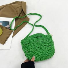 UAKISS - Handmade Woven Shoulder Bag For Women 8 Colors Knitting Handbag Small Tote Ladies Spring Summer Shopper Purse Travel Bag Beach Size (Width)24cm * (Height)15cm * (Thickness)19cm Strap length:135cm Note: 1 Inch=2.54 CM; 1 CM=0.39 Inch, Due to different batches, bag's liner may be different. Fashion designer and good price, please rest assured purchase. (All pictures are actual photos.But due to the different light and monitor setting,minor color difference maybe exist. Thank you for under Casual Knitted Pouch Bag, Casual Green Pouch-shaped Bucket Bag, Casual Green Pouch Bucket Bag, Casual Green Bucket Bag, Casual Crochet Handheld Bag, Casual Crochet Handheld Shoulder Bag, Casual Handheld Crochet Shoulder Bag, Trendy Green Knitted Bag, Casual Everyday Yarn Shoulder Bag