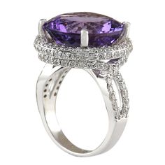 Stamped: 14K White GoldTotal Ring Weight: 9.0 GramsRing Length: N/ARing Width: N/AGemstone Weight: Total Natural Amethyst Weight is 12.31 Carat (Measures: 15.83x15.85 mm)Color: PurpleDiamond Weight: Total Natural Diamond Weight is 1.50 CaratColor: F-G, Clarity: VS2-SI1Face Measures: 19.52x19.72 mmSku: [702199W] Luxury White Gold Amethyst Ring With Diamond, Luxury Purple Multi-stone Sapphire Ring, Fine Jewelry Amethyst Ring With Accent Stones, Elegant Platinum Amethyst Ring For Wedding, Elegant Platinum Amethyst Wedding Ring, Elegant Multi-stone Amethyst Ring, Elegant Purple Sapphire Ring With Center Stone, Elegant White Gold Amethyst Ring With Diamond, Luxury White Gold Amethyst Ring With Halo Setting