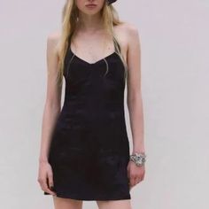 Nwt Chic Black Satin Dress From Zara! Bustier Detailing, Halter Neck With 2 Satin-Covered Buttons To Close. Hidden Side Zipper, Elasticized Back. Fully Lined. Approx. Flat Lay Measurements: - Pit To Pit: 14.5" - Waist: 13" - Length: 33" Shell: 99% Viscose | 1% Elastane Lining: 100% Polyester Top Rated Seller Fast Shipping Bundle 2 Or More Items For Discount Black Fitted Backless Slip Dress, Black Fitted Casual Slip Dress, Fitted Casual Slip Dress For Night Out, Casual Black V-neck Slip Dress, Fitted Casual Slip Dress For Evening, Black Mini Length Slip Dress For Spring, Casual Backless Evening Mini Dress, Black Slip Dress For Summer Date Night, Elegant Fitted Slip Dress For Going Out