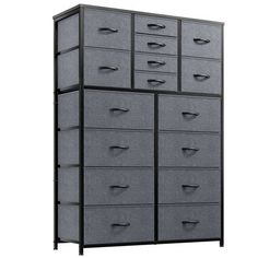 a large gray cabinet with many drawers