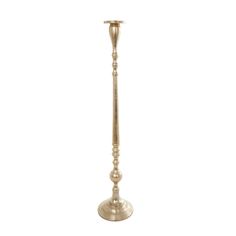 a tall metal candle holder on a white background