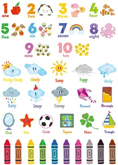 an image of children's numbers and crayons