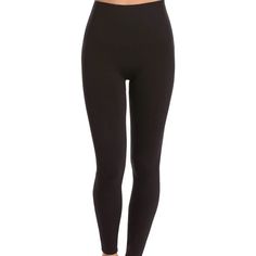 Nwot Spanx Seamless Leggings For Women Tummy Control In Very Black Size Medium High-cut Smoothing Leggings, High-cut Smoothing Elastane Leggings, Black Stretch Shapewear For Yoga, Solid Smoothing Shaping Activewear, Black Shaping Shapewear For Yoga, High-cut Seamless Leggings With Micro-elastic Fit, High Waist Solid Shaping Activewear, Solid High Waist Shaping Activewear, Micro-elastic High Waist Solid Color Pants