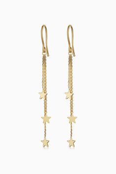 Three gold stars dangle from delicate chains at varying lengths to create a startling effect. Full of luster and shine, our Starry Night Triple Drop Earrings are ready to brighten up your every day. 14k Solid Yellow Gold 1.6 Inches Long 0.8 Grams Solid Gold French Hooks Crafted in Vicenza, Italy Vicenza Italy, Gold Stars, Solid Yellow, Starry Night, 6 Inches, Solid Gold, Dangle Earrings, Nordstrom, Yellow Gold