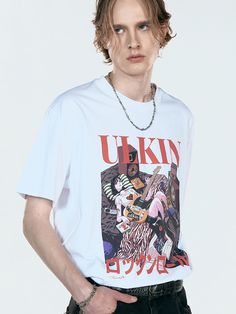 This is a trendy and unique t-shirt by ULKIN that is made out of high quality and sturdy fabric. With design detail that gives a streetwear mood, you can style it in various ways for your young and casual daily outfit.- Oversized silhouette- Artist Tree 13's collab graphic artwork print detail- Tentar and tumble washed fabric Hip Hop Graphic T-shirt For Concerts, Hip Hop Graphic Print T-shirt For Streetwear, White Punk T-shirt For Summer, White Punk Style T-shirt For Summer, White Harajuku T-shirt For Summer, White Harajuku Style T-shirt For Summer, White Hip Hop T-shirt For Concert, White Harajuku Short Sleeve T-shirt, White Harajuku Style Short Sleeve T-shirt