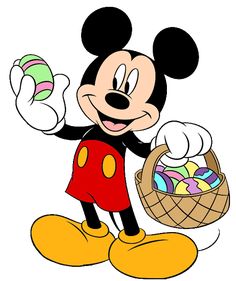 mickey mouse holding an easter basket