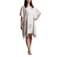 MINA Turkish Towel tunic dress is high-quality, 100% Bamboo & Cotton with fringes. One Size. Absorbs water and dries quickly. Light and space saving. Hand loomed in Turkey. Produced by dyed yarn. All fringes are knotted by ladies in the village. ⬛ DETAILS Weight : 160 g Size : Standart one size. - A gentle wash with cold water, makes the towel more absorbent and softens the fabric. - Up to ±10% change on dimension and weight, imperfections in pattern and color must be tolerated as a result o Cotton Beach Cover-up For Beach Season, Summer Beachwear Tunic For Beach Cover-up, Cotton Beach Cover-up Dress For Vacation, Bohemian Tunic For Summer Beach, Bohemian Beach Tunic For Summer, Bohemian Summer Tunic For The Beach, Sleeveless Beachwear Cover-up For Loungewear, Cotton Dresses For Beach Vacation, White Printed Boho Dress For Vacation