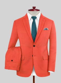 Formality and fun can coexist! Introducing our Muted Neon Orange Suit - the perfect way to add a touch of vibrancy and showcase your fiery personality. Painstakingly crafted from a wool blend, its vivid neon orange tone with a solid pattern not only catches the eye but also makes you look effortlessly sharp and stylish. Whether it's your office Christmas/Halloween party, an orange-themed event, or a festive dress-up with your friends and family, this stylish suit is the ideal accompaniment to cr Fiery Personality, Brown Tweed Suit, Herringbone Tweed Jacket, Festive Dress, Orange Suit, Orange Tone, Tweed Pants, Purple Suits, Denim Suit