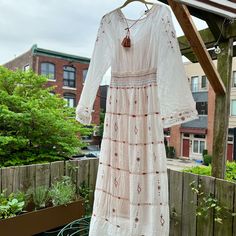 Doen Joni Dress Color: "Salt" Sizing: Xs Condition: Euc (Worn Twice?? Hand Washed, No Stains/Wear I Found) Price: Feel Free To Bundle For Options Like V & P Material: Cotton, Slip Is Viscose White Fitted Boho Midi Dress, Long Cream Summer Dress, Fitted Boho Maxi Dress For Brunch, Fitted Maxi Length Boho Dress For Brunch, Cream Maxi Dress For Vacation, Boho Midi Dress For Brunch, Bohemian Midi Dress For Brunch, Long Sleeve Sundress For Daywear, Cream Long Dress For Vacation