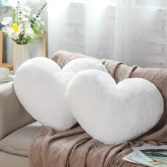 PRICES MAY VARY. Package Content: you will receive 2 pieces of heart shaped pillows, which are available in a white color, bright and eye catching, elegant color and enough quantity to meet your use and replacement needs, you can share them with others, including inserts Valentine's Day Atmosphere: our aesthetic pillows are designed with a hearted shape, full of a touch of Valentine's Day, romantic and attractive, you can use them to decorate your rooms, warm and delicate, to cheer up your holid Heart Shaped Pillow, Novelty Pillows, Heart Pillows, Heart Plush, Heart Cushion, Soft Throw Pillows, Faux Fur Pillow, Shaped Pillow, Soft Heart