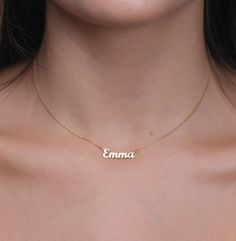 Personalized Gold Name Jewelry, Tiny Gold Name Necklace, Minimalist, Custom Sterling Silver, Birthday Gifts, Christmas Gifts by NobleSilver on Etsy Personalized Gold Necklace, Bridesmaids Gift Sets, Silver Birthday, Gold Name Necklace, Necklace Minimalist, Name Jewelry, Custom Name Necklace, Bride Jewellery, Gifts Christmas