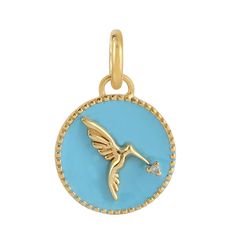 This Pendant is handmade in 14k Yellow Gold : 1.189 grams , Enamel with Diamond : 0.01cts  Size:18X12 MM BEANT-6466 Discover the enchanting beauty of our 14k Gold Diamond Bird Pendant, a masterpiece created by the skilled hands of artisan Barnaby. This unique pendant showcases a delicate bird in flight, its wings and body meticulously hammered to create a textured surface that catches the light with every movement. The bird's eye is adorned with a sparkling diamond, adding a touch of luxury to t Yellow Gold Enamel Charms For Gift, Handmade Yellow Gold Enamel Jewelry, Handmade Enamel Gold Jewelry, Elegant Handmade Gold Charms, Luxury Enamel Round Pendant Jewelry, Yellow Gold Enamel Charms Jewelry, Yellow Gold Diamond Charms As Gift, Handmade Yellow Gold Pendant Charms, Handmade Yellow Gold-plated Charms