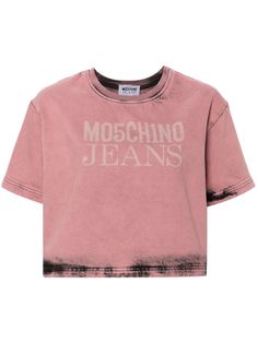 dark pink/black cotton denim acid wash logo print to the front crew neck short sleeves cropped straight hem Trendy Washed Cropped Tops, Casual Logo Print Crop Top For Spring, Trendy Logo Print Crop Top For Spring, Casual Spring Crop Top With Logo Print, Casual Cotton Crop Top With Logo Print, Logo Print Cropped T-shirt For Spring, Logo Print Crop Top For Streetwear In Spring, Logo Print Crop Top For Spring Streetwear, Acid Wash Casual Tops With Logo Print