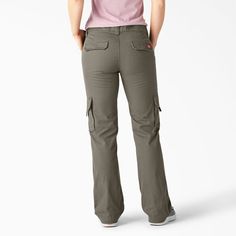 Women's Cargo Pants , Rinsed Green Leaf | Relaxed, Straight | Dickies Cotton Full-length Cargo Pants For Work, Full-length Cargo Work Pants, Full Length Work Pants With Cargo Pockets, Work Pants With Cargo Pockets, Fitted Utility Pants With Flap Pockets, Cotton Work Pants With Flap Pockets, Cotton Straight Leg Work Pants With Flap Pockets, Utility Cargo Pants For Work, Fitted Cargo Pants With Cargo Pockets For Workwear