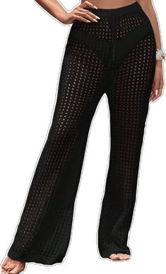 High Waist Black Pants For Beach Season, Black High Waist Pants For Beach Season, Black Wide Leg Pants For Beach Season, Black Long Pants For Vacation, Black Beachwear Pants For Beach Season, Black Pants For Beach Season, Black Pants For Beach Season Vacation, Black Beach Pants For Beach Season, Black Trousers For Vacation