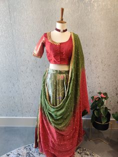 Half Saree Lehenga Choli Haldi Dress Mehendi Dress Wedding Dress Bridal Dress Indian Teens Lehenga Langa Voni Silk Lehenga Handloom Lehenga - Etsy Green Silk Floor-length Lehenga, Silk Lehenga With Sheer Dupatta For Diwali, Green Tissue Silk Lehenga With Dori Work, Green Lehenga In Tissue Silk With Dori Work, Navratri Tissue Silk Lehenga In Traditional Drape, Navratri Tissue Silk Lehenga With Traditional Drape, Green Floor-length Tissue Silk Lehenga, Green Anarkali Choli In Tissue Silk, Anarkali Green Tissue Silk Lehenga