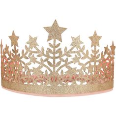 a gold tiara with stars on it