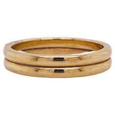 These twin bands form one ring in a simple and classic style double dome wedding band. These rings were made in 1950 and you could wear this well-preserved piece of history every day! Two identical slender bands are soldered securely together into a 3.75 millimeter wide band in warm 14 karat yellow gold. The low dome design makes it very comfortable to wear and the flat sides are smooth for a perfect stack of your favorite stackable bands. On the inside of each band is stamped "Wed-Lok", which w Dome Wedding Band, Dome Wedding, Stackable Bands, Star Jewelry, One Ring, Wide Bands, Cleaning Jewelry, Jewelry Plate, Free Jewelry