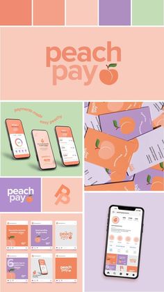 the peach pay app is displayed on an orange and pink background