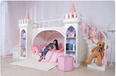 Unique & Luxury Princess Castle Modern full Bed Furniture | My Aashis Princess Bunk Beds, Princess Bedrooms, Girls Bedroom Furniture, Princess Bedroom, Princess Bed, Bed With Slide, Princess Room, Girl Bedroom Designs, Beautiful Princess