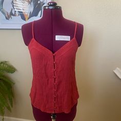 Size:Xs Nwot Color: Red With Black Poka Dots Red Sleeveless Top With Button Closure, Red Button-up Summer Top, Red Button-up Top For Summer, Red Trendy Tops With Buttons, Trendy Red Tops With Buttons, Trendy Red Buttoned Tops, Fitted Red Top With Button Closure, Casual Red Top With Buttons, Red Tops With Button Closure For Spring