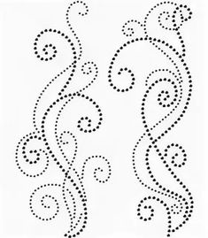 the pattern is made up of small black dots and swirls on white paper, which are