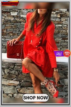 Solid Color Long Sleeve Mini Ruffled Dress Trendy Long Sleeve Dresses With Ruffles, Spring Daywear Ruffle Dress, Casual Mini Dress With Ruffles For Work, Summer Party Ruffle Dress With Long Sleeves, Knee-length Ruffle Dress For Spring, Spring Knee-length Ruffle Dress, Summer Long Sleeve Mini Dress With Ruffles, Summer Mini Dress With Long Sleeves And Ruffles, Casual Spring Ruffle Dress For Daywear