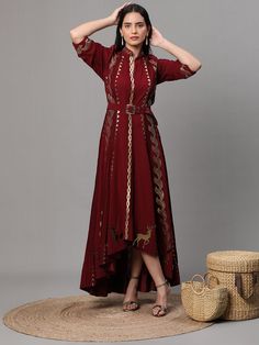 Maroon Georgette Anarkali suit and pants set with golden cutwork. The intricate details and luxurious materials make this ensemble a truly special piece to add to your wardrobe. Every detail has been thoughtfully crafted to elevate your style to the next level. Georgette Anarkali Suits, Upcycled Tote, Georgette Anarkali, Pop Up Event, Anarkali Suit, Anarkali Dress, Cut Work, Xl Dress, Intricate Details