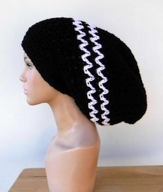 Long black white slouchy large Tam Dreadlock Hippie Beanie Dread Hat handmade crochet unisex Handmade Casual Cotton Beanie, Handmade Cotton Beanie, Casual Handmade Cotton Beanie, One Size Bohemian Beanie, Handmade Slouchy Crochet Cap, Handmade Slouchy Crochet Hat, Handmade Slouchy Crochet Hat One Size, Bohemian Slouchy Crochet Beanie, Slouchy Bohemian Crochet Beanie