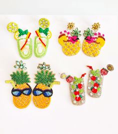 Product Details #Mojito Length: 5 inch Width: 1 1/4 inch Quantity: two pieces / one pair #Pina Colada Length: 3 inch Width: 1 inch Quantity: two pieces / one pair #Sunglasses Pineapple Length: 3 1/2 inch Width: 2 inch Quantity: two pieces / one pair #Strawberry Mojito Length: 3-inch Width: 1 1/2 inch Quantity: two pieces / one pair ❤️Buy Any 5 Items and get extra 15% off at check out❤️ ✨✨ Code: BUY5OFF15 ✨✨ 🚛 Purchase any items over $35 and get free shipping🚛 All items are ready to ship within 48 hours (excluding weekends and holidays) The item is packaged ready to gift in a jewelry box Playful Summer Party Jewelry, Multicolor Summer Jewelry, Multicolor Summer Earrings, Summer Beach Beaded Earrings, Playful Summer Vacation Jewelry, Trendy Summer Earrings As Gift, Trendy Summer Earrings For Gifts, Trendy Summer Earrings As A Gift, Trendy Summer Earrings For Gift