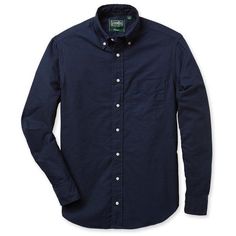 Indigo Button-up Cotton Shirt, Indigo Cotton Button-up Shirt, Navy Cotton Shirt For Everyday, Washed Blue Cotton Shirt With Button Closure, Cotton Indigo Shirt With Buttons, Washed Blue Cotton Shirt With Button Cuffs, Cotton Shirt With Button Cuffs In Washed Blue, Navy Cotton Tops With Welt Pockets, Navy Cotton Shirt With Button Cuffs