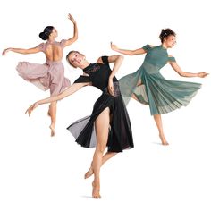 three ballerinas are posing for the camera