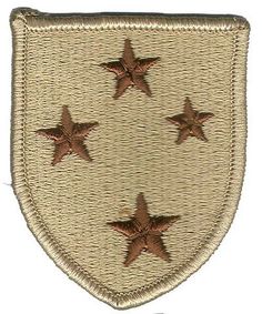 an embroidered badge with five stars on it