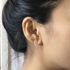 Double Piercing Two Hole Earring Second Earring, Two Piercings, Suspender Earrings, Second Hole Earrings, Piercing Inspiration, Herkimer Diamond Earrings, Double Piercing, Chevron Earrings, Ear Crawler