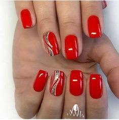 Red Nail Art Designs, Bright Nail Art, Red Gel Nails, Red Nail Art, Red Acrylic Nails, Her Nails