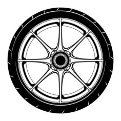 a black and white drawing of a tire