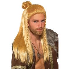 Fight for your clan on the road to victory as a fearless warrior! When you think of a warrior, one thing that comes to mind is long, flowing hair! This costume wig is the perfect finishing touch to your costume! Warrior Wig, Blonde Warrior, Viking Male, Wig Costume, Viking Costume, Viking Warrior, Wigs Online, Wig Making, Costume Wigs