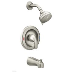 The Moen 82603SRN is a Posi-Temp shower. It comes from the Adler collection,  a series of bathroom fixtures with a nature-inspired design that gives an ageless yet fashion-forward appeal. You will love its solid metal construction with its Spot Resist brushed nickel finish that is resistant to fingerprints and water spots for a cleaner-looking bath.The Moen 82603SRN Posi-Temp features an adjustable limit stop and pressure balance valve that provides constant water temperature and pressure to your shower faucet. This shower faucet also offers savings to your wallet and water consumption as it meets the standards set by EPA WaterSense. It is also ADA-compliant, so it can be comfortably used by all customers, especially the elderly and the handicapped. In addition to these great features and Tub Spout, Tub Shower, Tub And Shower Faucets, Water Consumption, Water Spots, Faucet Handles, Nature Inspired Design, Lever Handle, Water Temperature